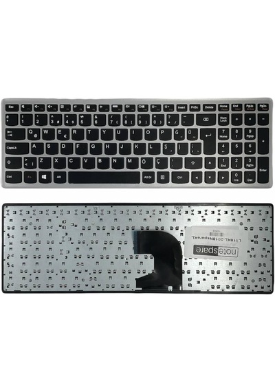 Lenovo İle Uyumlu Pk130sy1d00, Pk130sy1d13 Notebook Klavye Siyah Gri Çerçeveli Tr