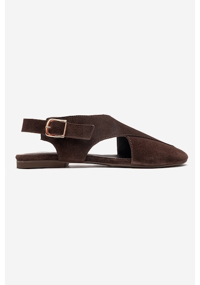 Luvishoes Monaro Kahverengi Süet Hakiki Deri Kadın Sandalet