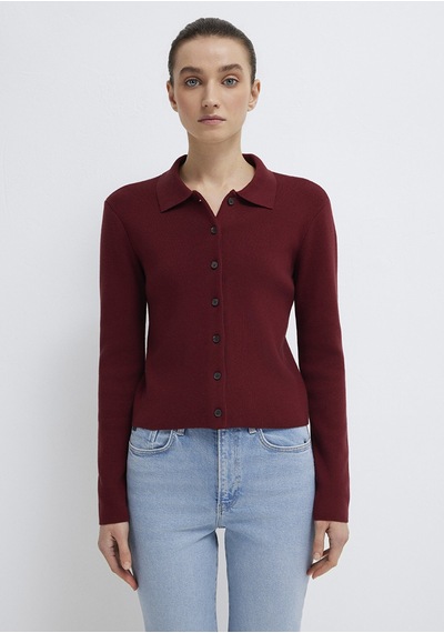 Mavi - Polo Yaka Bordo Hırka 1710586-70431 Bordo