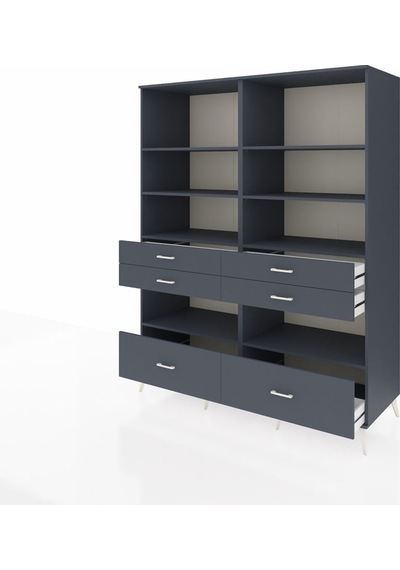Kronos Gardrop 8 Raflı 6 Çekmeceli 176x59x221 Antrasit-antrasit Beyaz Kronos Gardrop 8 Raflı 6 Çekmeceli 176x59x221 Antrasit-antrasit Beyaz