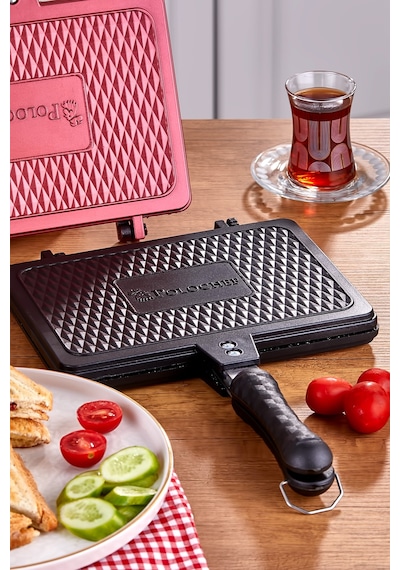 Polochef Döküm Granit Ocak Üstü El Tost Makinası Siyah