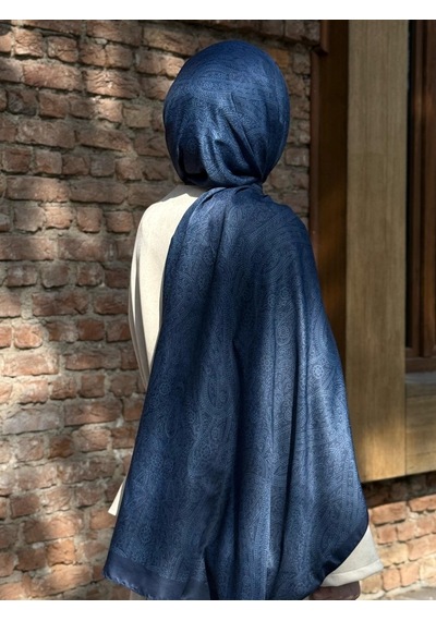 Qalortex Scarf Pamuklu Soft İnci Desen Şal-lacivert