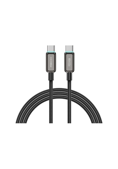 Recci Rs42cc Lamp Display Serisi Type-c To Type-c Pd 240w Hızlı Şarjlı Data Ve Şarj Kablo 1.5m Siyah