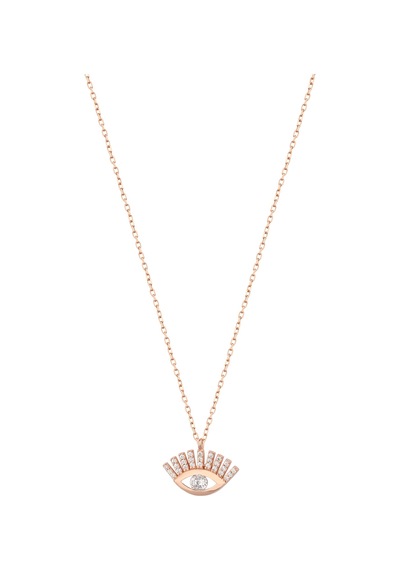 Taşlı Kirpik Göz Gümüş Kolye Rose Gold