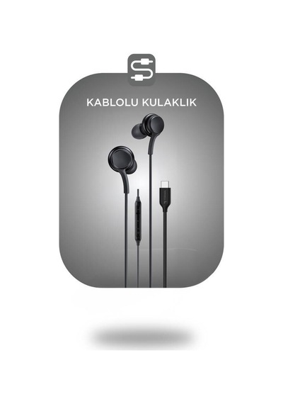 Premium Çağrı Gereci Müzik Dinleme Ses İletimi Kablolu Kulaklık Type-c S11+ Siyah S11+