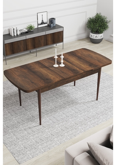 Canisa Concept Zen Serisi 80x132 Mdf Açılabilir Barok Ahşap Desen Masa Takımı 4 Mor Sandalye Ve 1 Bench Barok Masa Sandalye Ve Bench Mor