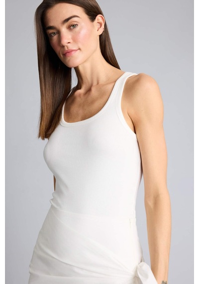 Defacto Slim Fit Basic Fitilli Kaşkorse Atlet E5539ax26smer105 Ekru-er105