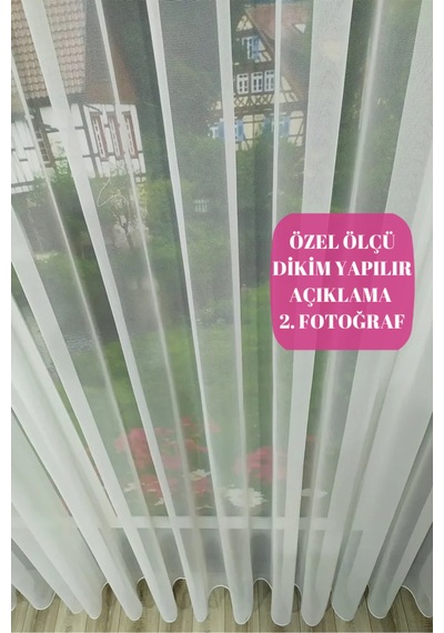 Düz Tül Perde Sade Desensiz Ekonomik Her Odaya Uygun Pileli Kırık Beyaz