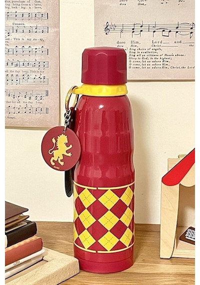 Miniso Harry Potter Lisanslı Charmlı Termos 600 Ml Kırmızı Açık Beyaz