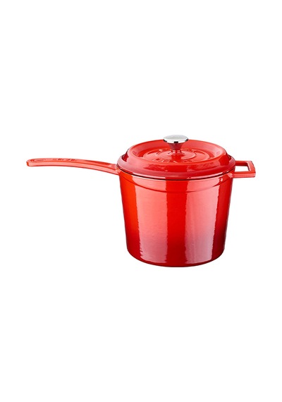 Lava Döküm Yuvarlak Sos Tenceresi. Döküm Demir Yekpare Saplı Trendy Serisi Çap Ø18 Cm.