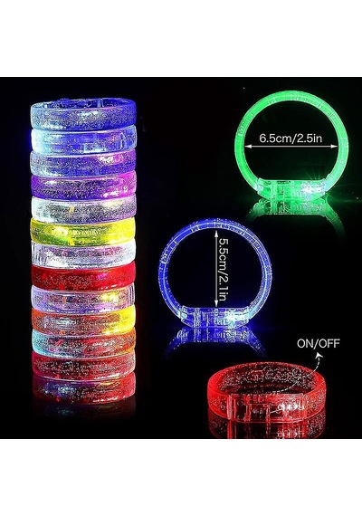 Led Işıklı Pilli Işıklı Rengarenk Kalın Bileklik Işıklı Bilezik Karışık Renk 1 Adet 5264 "