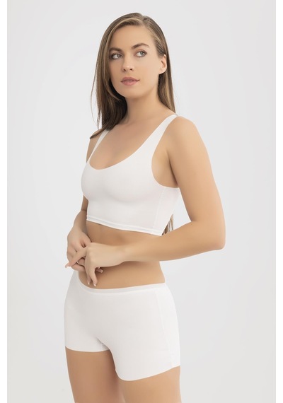 Basic Lazer Kesim Dikişsiz Kadın Boxer Külot 3'lü Paket Beyaz Beyaz