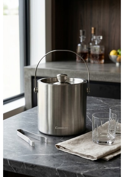 Cooker 1.6 Litre Çelik Buz Kovası Yk1838 Gümüş