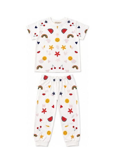 Beniizle Kız Çocuk Pijama Takımı Beyaz
