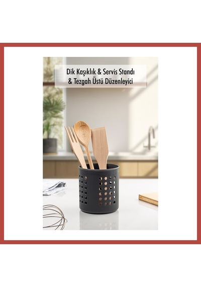Bezos Füme Silindir Dik Kaşıklık & Tezgah Üstü Düzenleyici & Servis Standı Erdotıca