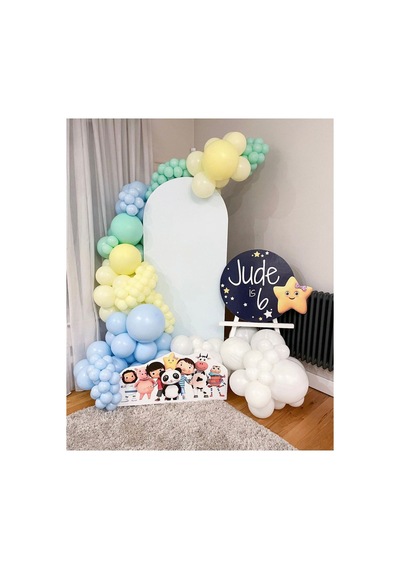 Makaron Mavi Sarı Lila Ve Beyaz Balon Zinciri 100 Adet Mix