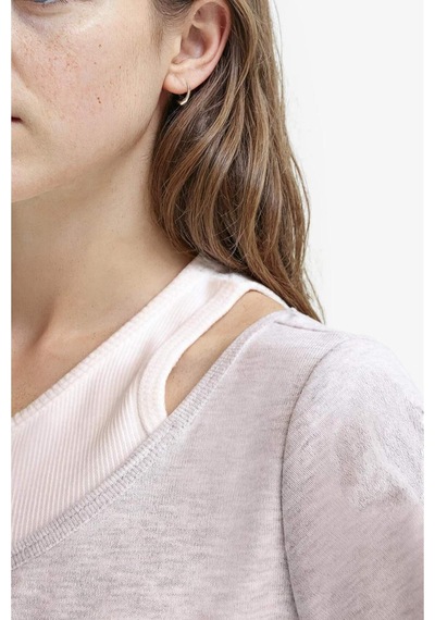 DeFacto Kız Çocuk Cropped Fit Bisiklet Yaka Ribana Kısa Kollu Tişört E1830A825SMGR421 Gri