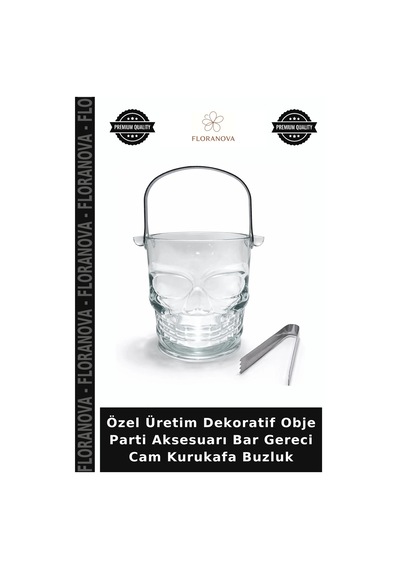 Özel Üretim Dekoratif Obje Parti Aksesuarı Bar Gereci Cam Kurukafa Buzluk Şeffaf