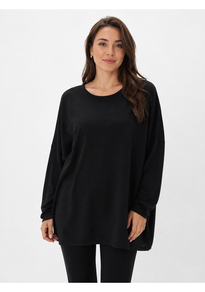 Neden Tekstil Siyah Oversize Basic Basic Bluz
