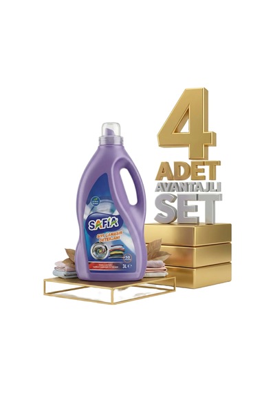 Safia Bitkisel Sıvı Çamaşır Makine Deterjanı Renkliler 4x3 Lt