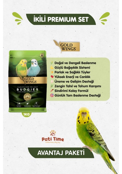 2li Set - Premium Muhabbet Kuşu Yemi 1 Kg + Muhabbet Kuşu Multivitamin Tüy Oluşum Desteği 20ml