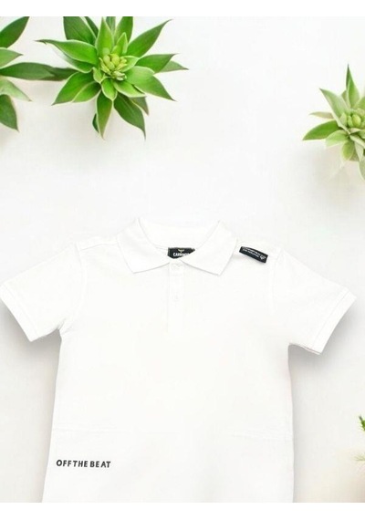 Carinos Erkek Çocuk Basic Yaka Detaylı T-shirt-14557 Beyaz