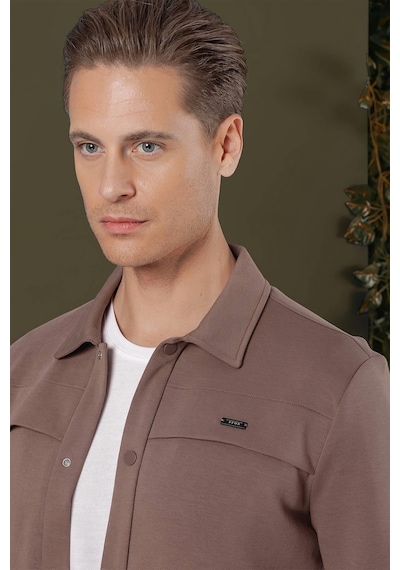Efor G 1562 Slim Fit Kakao Klasik Gömlek Kahverengi
