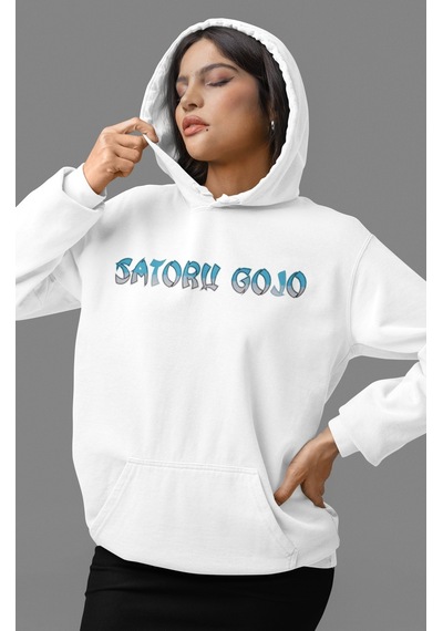 Sevbano Gojo Satoru Jujutsu Kaisen Anime Sırt Baskılı Unisex Oversize Pen beyaz