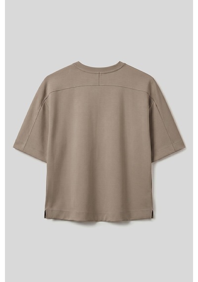 Tommy Life Koyu Bej O Yaka Oversize Kısa Kollu Kadın T-shirt - 97316