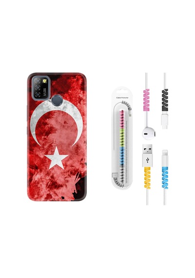 Infinix Smart 5 Kılıf Kablo Koruyuculu Şanlı Türk Bayrağı 3 1395