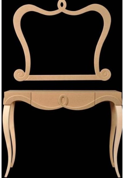 Dresuar Avangard Aslan Cnc Model Ahşap Kayın Ayak Mdf Tabla  Este Akçaağaç