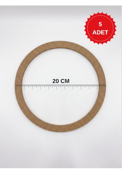 20 Cm Çapında Yuvarlak Ham Mdf Kasnak Seti 5 Adet - Dekoratif Hobi Ve El İşi Kasnağı Ahşap