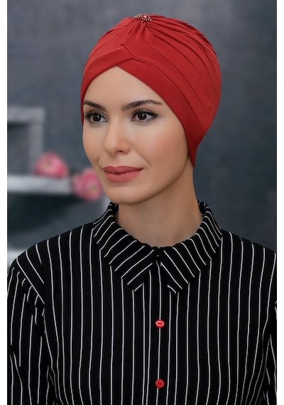 Hürrem Bone Kiremit Pratik Hazır Geçmeli Tesettür Bone Sandy Kumaş Taçlı Büzg Kiremit Hürrem Bone Kiremit Pratik Hazır Geçmeli Tesettür Bone Sandy Kumaş Taçlı Büzg Kiremit