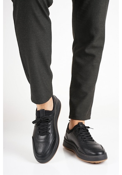 Fame Step Hakiki Deri Erkek Yürüyüş Ayakkabısı Casual Comfort Streç Yapı Bağcıksız Kullanım Ortopedik Günlük Rahat Taban Siyah Sneaker Napoli