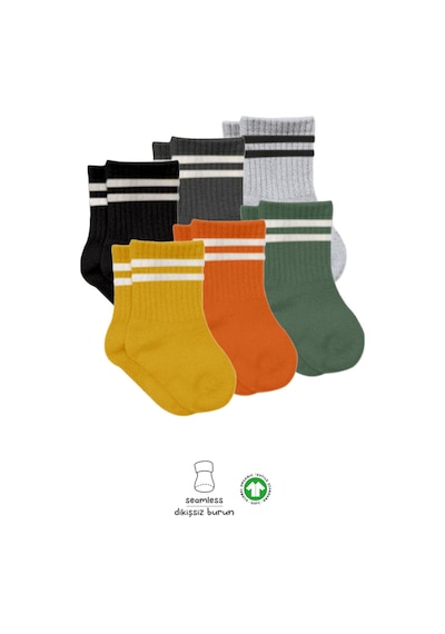 Bistyle 6lı Penye Çemberli Soket Çorap Bs6003 Turuncu 001