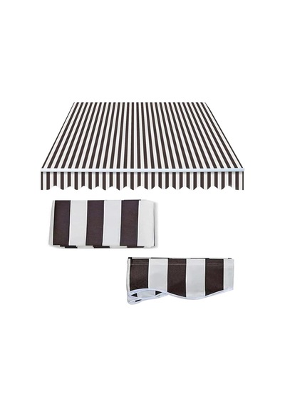 Katlanabilir Bahçe Veya Teras Çatısı - 300 G/m² Polyester, Uv Ve Su Geçirmez, Teras, Balkon Veya Teras Kapısı İçin Güneş Şemsiyesi 16 X 5 Ft, Kahverengi Ve Beyaz Diğer