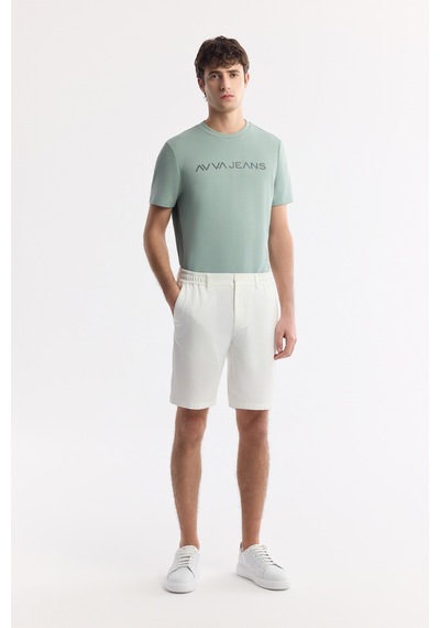 Avva Erkek Beyaz Yanı Lastikli Gofreli Bi-stretch Slim Fit Chino Şort A51y3730