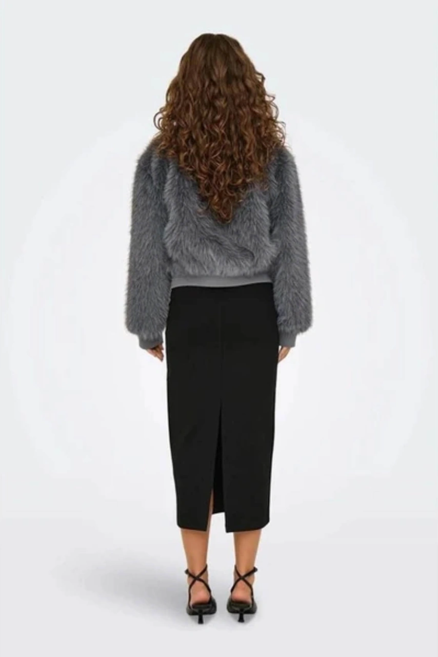 Only Onlmanny Faux Fur Bomber Gri Kadın Mont 15322405 Gri