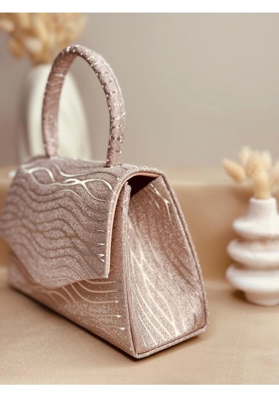 Elora Atelier Elora Liora Dalga Desenli Pudra Rose Gold Simli Çanta Çok Renkli