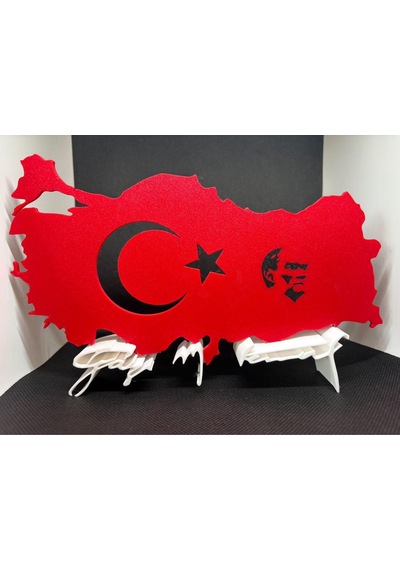 Türkiye Silüeti Ay Yıldız & Atatürk Figürlü Premium Dekor 3d Baskı -