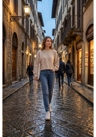 Luxıc Core Kadın Crop Bisiklet Yaka Sweatshirt Pamuklu Yumuşak Dokulu Günlük Spor Sweatshirt Krem