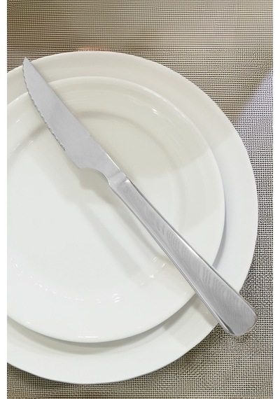 1010 Çelik 22,8 Cm Gümüş Sofra Biftek Et Kesme Bıçağı Cin997by Gri