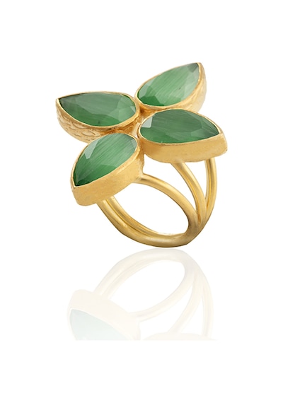 Kadir Jewellery 22 Ayar Altın Kaplama Zirkon Taşlı Kadın Otantik Yüzük Yeşil 17582851