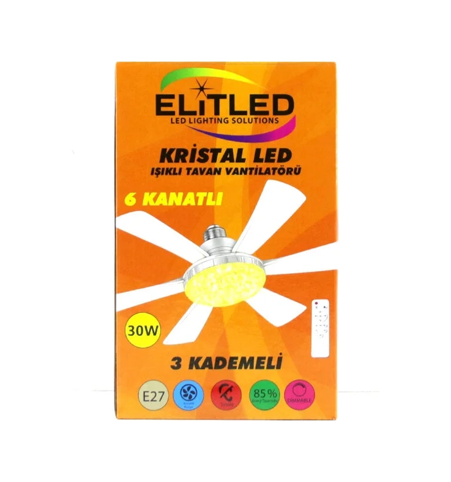 Lb 2in1 Tavan Vantilatör - Avize Lamba Kumandalı 52cm Sinek Kovucu 6-beyaz Plastik Kanat 3-kademe Hız Beyaz-sarı-doğal Işık