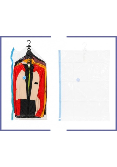 5 Askılı Vakumlu Saklama Poşeti, Yerden Tasarruf, Giysiler, Takım Elbiseler, Montlar Veya Ceketler İçin, Şeffaf Ve Yeniden Kullanılabilir Dolap Düzenleyici Uzun 70x100 Cm Large