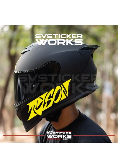 Tyson Yazılı Kask Sticker Tüm Kasklar Uyumlu Tek Yön 1 Adet Sarı
