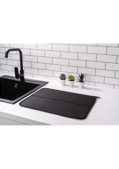 Mikrotex Bulaşık Matı Süper Emici Bulaşık Kurutma Örtüsü 45x36cm Katlanabilir Bulaşık Matı Siyah Sil Diğer