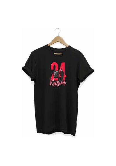 Defymoda 24 Kasım Öğretmenler Günü Öğretmen Hediyesi Baskılı Oversize T-shirt - Siyah
