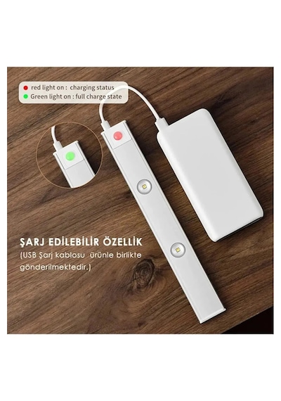 Viatom Led Sensörlü Lamba 100 Cm Ev Led, İş Led Işık Şarjlı