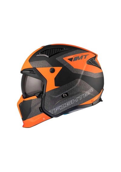 Mt Streetfighter Sv Totem B4 Çene Açılır Kask Siyah - Turuncu